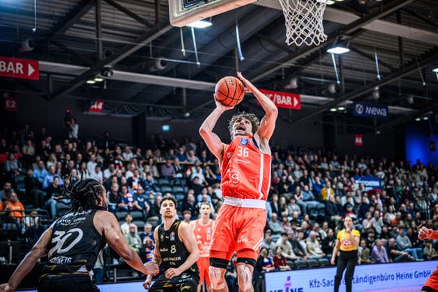 easycredit BBL Basketball Bundesliga 2025 2026 Catch-up game 23 Matchday 14 04 2026 Science City Jena vs Basketball Löwen Braunschweig Kristofer Krause Jena at the basketball Sparkassen Arena