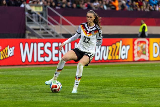 Germany Football World Cup Qualification Europe Women 2026, Matchday 3 Germany vs Austria Max Morlock Stadium Nuremberg Brand Jule German Womens National Team, 22 Copyright: xMichellexLukax
