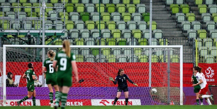 2027 FIFA Women s World Cup European Qualifiers, Polsat Plus Arena, Gdansk, Poland 14 4 2026 Poland vs Republic of Ireland WNT Ireland s goalkeeper Courtney Brosnan dejected after conceding Courtney Brosnan dejected after conceding 14 4 2026  Copyright: x INPHO RyanxByrnex RB1_6110