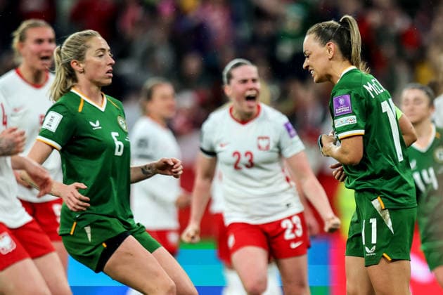 2027 FIFA Women s World Cup European Qualifiers, Polsat Plus Arena, Gdansk, Poland 14 4 2026 Poland vs Republic of Ireland WNT Ireland s Katie McCabe celebrates after she scores a goal that would later be ruled out Katie McCabe celebrates after she scores a goal that would later be ruled out 14 4 2026  Copyright: x INPHO RyanxByrnex RB1_6527