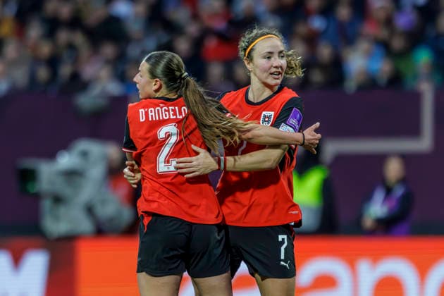 Nuremberg, Germany 14 March 2026 Womens World Cup qualification Germany vs. Austria In the picture Marina Georgieva AUT cheers after his goal for 4 1 DFB regulations prohibit any use of photographs as image sequences and or quasi video Max Morlock Stadion Bayern Copyright: xFotostandx xSchäferx