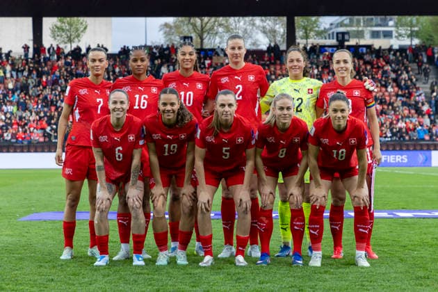 14 04 2026, Zurich, Letzigrund, European Qualifiers Women Switzerland Turkey, team Switzerland Zurich Letzigrund Zurich Switzerland Copyright: xJustPictures.ch PascalxKesselmarkx jp-en-PaKe-_62B0126