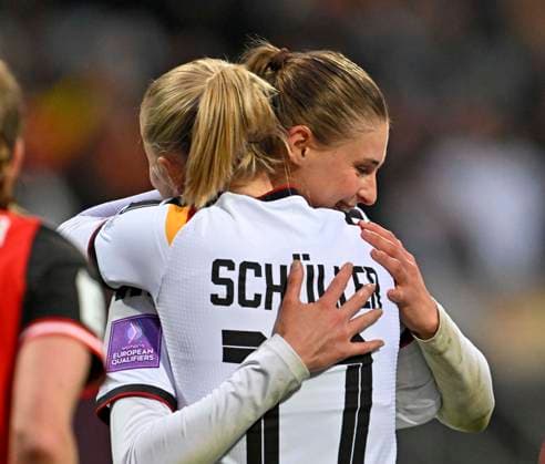 14 04 2026, World Cup Qualification Europe, Women 2026, Matchday 3, Germany Austria, at Max Morlock Stadium Nuremberg, Goal celebration Lea Schüller Germany