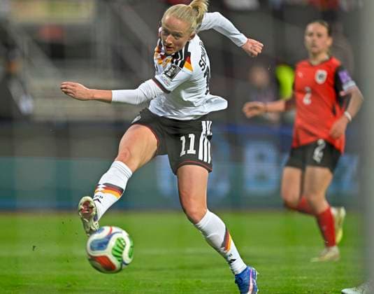 14 04 2026, World Cup Qualification Europe, Women 2026, Matchday 3, Germany Austria, in the Max Morlock Stadium Nuremberg, the 5 1 by Lea Schüller Germany