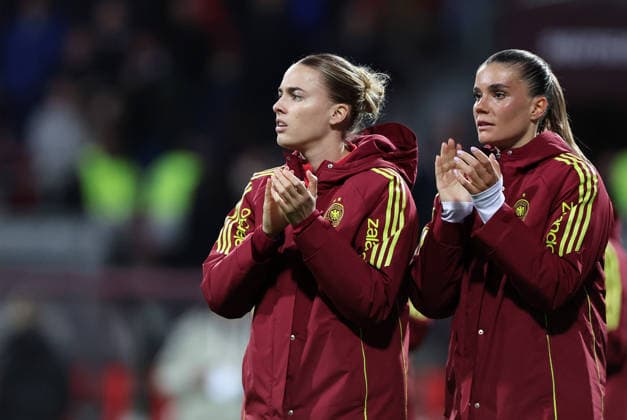 Laura Freigang - Selina Cerci , DFB Jubel am Ende , WM Frauen Qualifikation , Deutschland-Österreich , Fußball , Frauen , in den Max Morlock Stadion, in Nürnberg , Bayern , Deutschland. April 14 , 2026 . Photo by: Davide Elias IPA Photo Pressefoto DENL Copyright: xDavidexEliasx