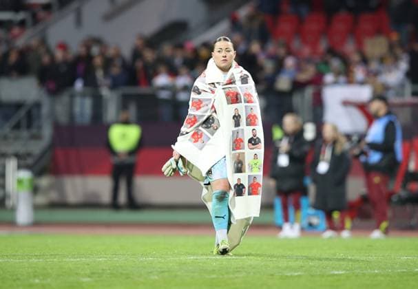 14.04.2026 - Fussball Frauenfussball - Länderspiel - WM-Qualifikationsspiel Qualikfikation Qualifikationsspiel zur Weltmeisterschaft 2027 - Deutschland gg Österreich - Sportfoto Zink DaMa - xdaxmax - Mariella El Sherif (1, Österreich ) enttäuscht Enttäuschung nach Spielende *** 14 04 2026 Soccer womens soccer international World Cup qualifier qualifying match qualifying match for the 2027 World Cup Germany gg Austria Sportfoto Zink DaMa xdaxmax Mariella El Sherif 1, Austria disappointed Disappointment after the end of the match