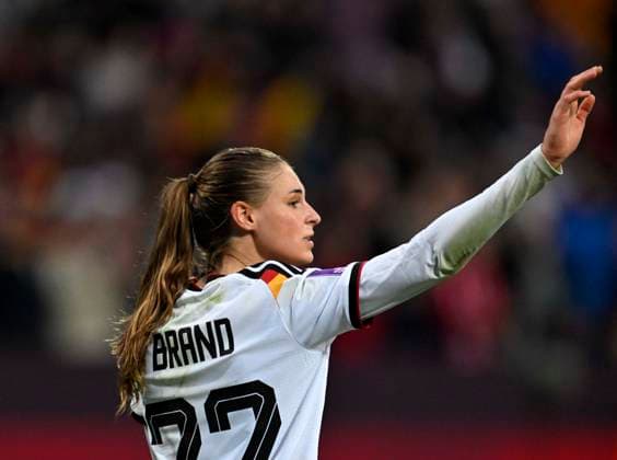 14 04 2026, World Cup Qualification Europe, Women 2026, Matchday 3, Germany Austria, at Max Morlock Stadium Nuremberg, Jule Brand Germany beckons