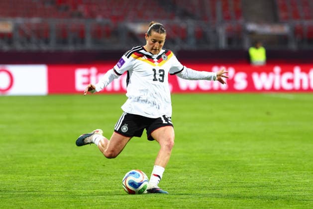 Carlotta Wamser 13, Germany at the match between Germany v Austria, Football, Women, Women World Cup Qualification, 2025 2026, Matchday 3 on 14 04 2026 in Nuremberg, Max Morlock Stadion Bayern Germany