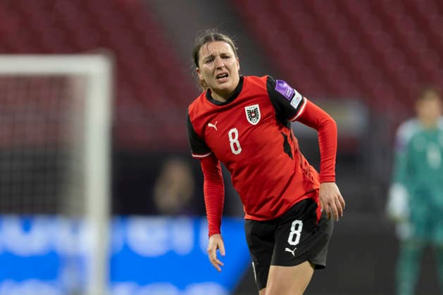 GER, nuremburg, football, womens football, womens world cup qualifiers, matchday 3, Germany vs. Austria in picture f.l.: Barbara Dunst (Austria 08), 14.04.2026, Max-Morlock Stadium Nuremberg DFB REGULATIONS PROHIBIT ANY USE OF PHOTOGRAPHS AS IMAGE SEQUENCES AND OR QUASI-VIDEO, Nuremberg Max-Morlock Stadium Bavaria Germany Copyright: xPaulxFritzx