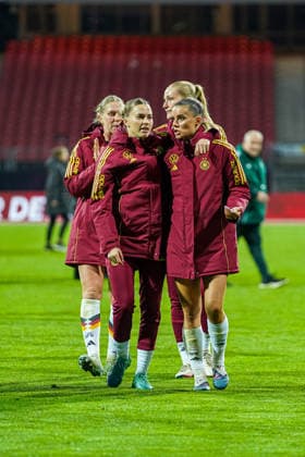 Laura Freigang and Selina Cerci 15 Germany after the international match between Germany Austria on 14 04 2026 in Nuremberg Nuremberg Max Morlock Stadium Bavaria Germany