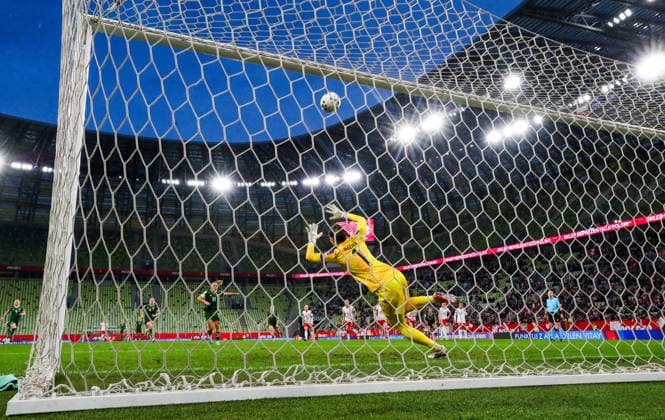 2027 FIFA Women s World Cup European Qualifiers, Polsat Plus Arena, Gdansk, Poland 14 4 2026 Poland vs Republic of Ireland WNT Ireland™s Katie McCabe misses a late penalty Katie McCabe misses a late penalty 14 4 2026  Copyright: x INPHO RyanxByrnex RB5_2592