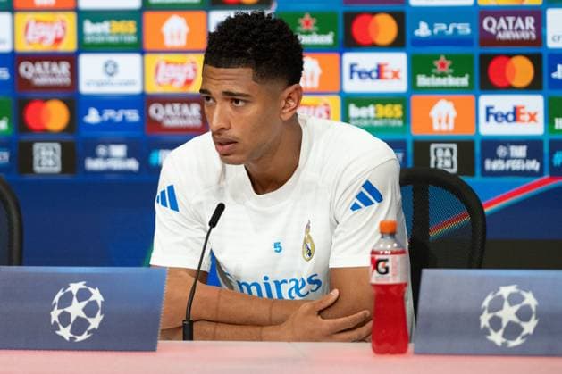 Jude Bellingham 5 Real Madrid at the pre-match press conference, FC Bayern Muenchen vs Real Madrid, Football, Champions League, Quarter-final, 14 04 2026, Muenchen Bayern Germany Copyright: xkolbert-press MarkusxVerwimpx