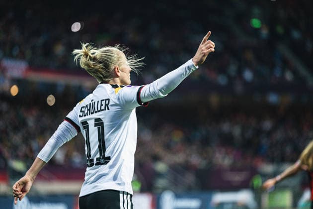 Germany Football World Cup Qualification Europe Women 2026, Matchday 3 Germany vs Austria Max Morlock Stadium Nuremberg Lea Schüller Lea Schuller German womens national team, 11 Goal 5 1 Cheers, emotions, joy Copyright: xAylinxKreutzsteinx