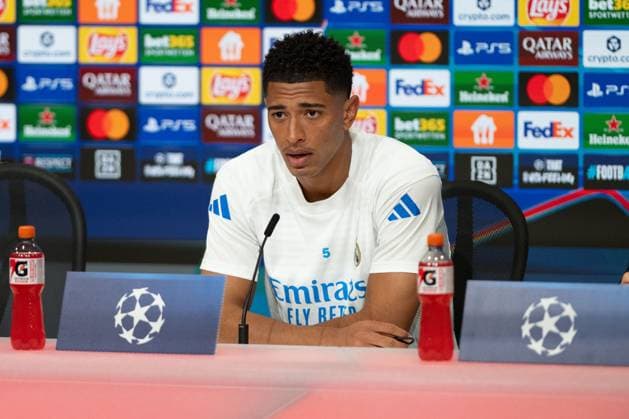 Jude Bellingham 5 Real Madrid at the pre-match press conference, FC Bayern Muenchen vs Real Madrid, Football, Champions League, Quarter-final, 14 04 2026, Muenchen Bayern Germany Copyright: xkolbert-press MarkusxVerwimpx