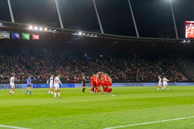 14 04 2026, Zurich, Letzigrund, European Qualifiers Women Switzerland Turkey, team Switzerland celebrating their goal Zurich Letzigrund Zurich Switzerland Copyright: xJustPictures.ch PascalxKesselmarkx jp-en-PaKe-_62B0987