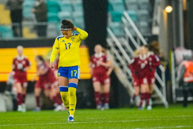 GÖTEBORG, SWEDEN 20260414 Swedens Felicia Schröder is depressed after Denmarks 1-2 win during Tuesdays World Cup qualifying soccer match between Sweden and Denmark at Gamla Ullevi in Gothenburg GÖTEBORG SWEDEN x9200x  Copyright: xBjörnxLarssonxRosvall TTx VM-KVAL SVERIGE-DANMARK