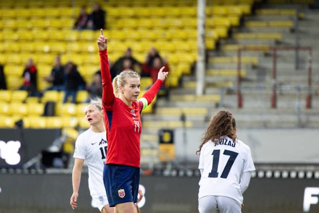 LILLESTROM, NORWAY - APRIL 14: Ada Hegerberg of Norway celebrates after scoring during the FIFA Womens World Cup 2027 Qualifier match between Norway and Slovenia at Arasen Stadium on April 14, 2026 in Lillestrom, Norway. (Photo by Ane Frosaker Sports Press Photo) Copyright: xAnexFrosakerx xSPPx Sportspressphoto_SPR129261