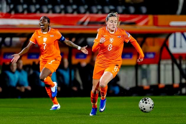 BREDA Netherlands player Wieke Kaptein during the European qualifying match between the Netherlands and France at Rat Verlegh Stadium on April 14 in Breda, the Netherlands Photo by DeFodi Images