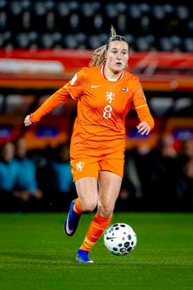 BREDA Netherlands player Wieke Kaptein during the European qualifying match between the Netherlands and France at Rat Verlegh Stadium on April 14 in Breda, the Netherlands Photo by DeFodi Images