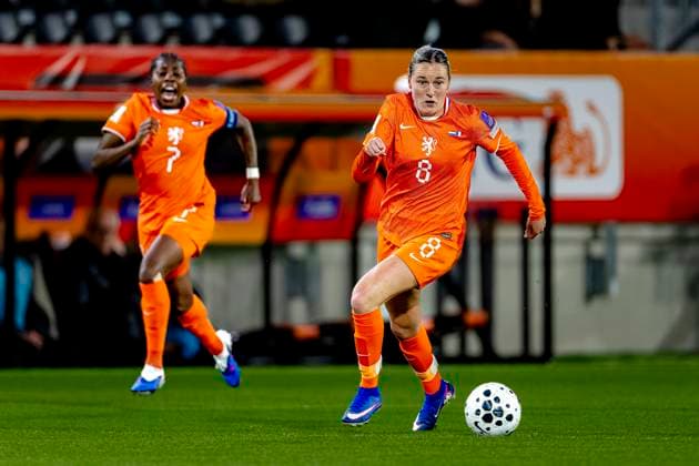BREDA Netherlands player Wieke Kaptein during the European qualifying match between the Netherlands and France at Rat Verlegh Stadium on April 14 in Breda, the Netherlands Photo by DeFodi Images