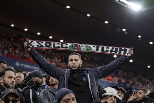 Liverpool v Paris Saint-Germain - UEFA Champions League 2025 26 LIVERPOOL, ENGLAND- APRIL 14: PSG fans prior to a UEFA Champions League 2025 26 match between Liverpool and Paris Saint-Germain in Liverpool on April 14, 2026 (Photo by Will Palmer Sports Press Photo) LiverpoolUnited Kingdom  Copyright: xWillxPalmer SportsxPressxPhotox