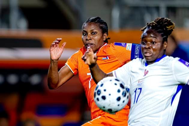BREDA Netherlands player Lineth Beerensteyn during the European qualifying match between the Netherlands and France at Rat Verlegh Stadium on April 14 in Breda, the Netherlands Photo by DeFodi Images