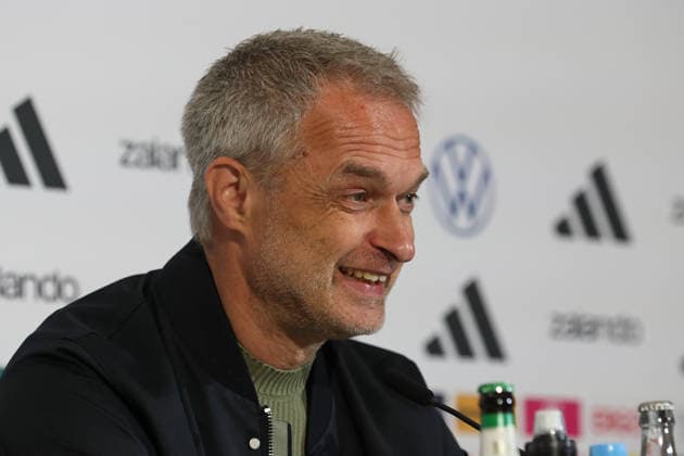 Germany Austria, football, women, season 2025 2026, international match, World Cup qualification, Max Morlock Stadium, Nuremberg Christian Wück Wueck, national coach Germany at the press conference, head, upper body