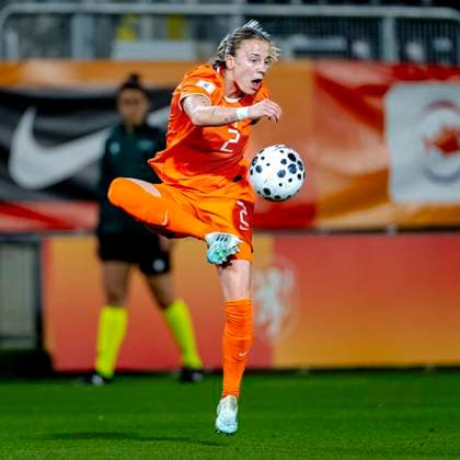 BREDA Netherlands player Lynn Wilms during the European qualifying match between the Netherlands and France at Rat Verlegh Stadium on April 14 in Breda, the Netherlands Photo by DeFodi Images
