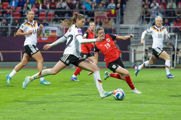 14 04 2026, xgrfx, Soccer World Cup Qualification Women , Germany Austria v l Goal, Jule Brand German Womens National Team DFL DFB REGULATIONS PROHIBIT ANY USE OF PHOTOGRAPHS as IMAGE SEQUENCES and or QUASI VIDEO Nuremberg