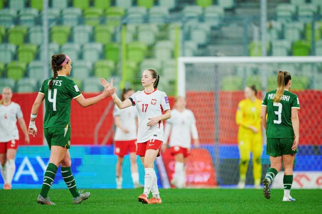 14.04.2026 GDANSK, STADION POLSAT ARENA , PILKA NOZNA KOBIET ( WOMEN S FOOTBALL) ELIMINACJE MISTRZOSTWA SWIATA KOBIET BRAZYLIA FIFA World Cup, WM, Weltmeisterschaft, Fussball 2027 ( FIFA WOMEN S WORLD CUP QUALIFICATION 2027 ) MECZ POLSKA - IRLANDIA ( GAME POLAND - IRELAND) NZ. GABRIELA GRZYBOWSKA CATILIN HAYES FOTO RADOSLAW JOZWIAK CYFRASPORT NEWSPIX.PL --- Newspix.pl  RA2_6286