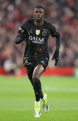 Liverpool, England, 14th April 2026. Dembele Ousmane of Paris Saint-Germain during the Liverpool vs Paris Saint Germain UEFA Champions League quarter final 2nd leg match at Anfield, Liverpool. Picture credit should read: Jessica Hornby Sportimage EDITORIAL USE ONLY. No use with unauthorised audio, video, data, fixture lists, club league logos or live services. Online in-match use limited to 120 images, no video emulation. No use in betting, games or single club league player publications. SPI_059_JH_Liverpool_PSG SPI-4687-0059