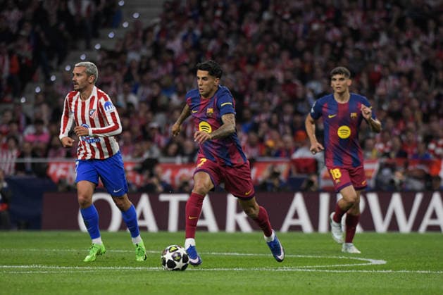 UEFA Champions League Quarter Finals Atletico Madrid v Barcelona Joao Cancelo of FC Barcelona, Barca during the UEFA Champions League Quarter Finals match Atletico Madrid vs Barcelona at Riyadh Air Metropolitano, Madrid, Spain on 14 April 2026 (Photo by Samuel Carreno News Images) Madrid Riyadh Air Metropolitano Madrid Spain Copyright: xSamuelxCarreno NewsxImagesx