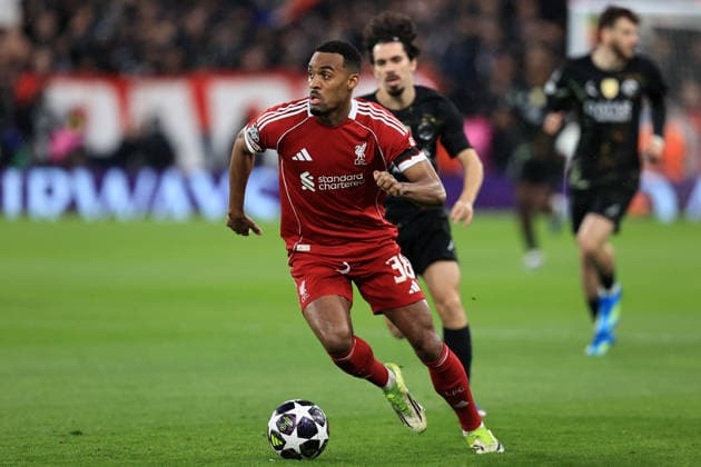 RECORD DATE NOT STATED 14th April 2026; Anfield, Liverpool, Merseyside, England; UEFA Champions League Football, Liverpool versus Paris Saint Germain; Ryan Gravenberch of Liverpool controls the ball DavidxBlunsden