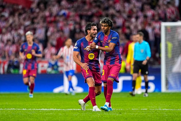 April 14, 2026, Madrid, Madrid, Spain: Lamine Yamal of FC Barcelona, Barca celebrates a goal during the UEFA Champions League 2025 26 Quarter-Final Second Leg match between Atletico de Madrid and FC Barcelona at Riyadh Air Metropolitano on April 14, 2026, in Madrid, Spain. Atletico De Madrid V FC Barcelona - UEFA Champions League 2025 26 Quarter-Final Second Leg  - ZUMAa181 20260414_zaa_a181_238 Copyright: xOscarxJ.xBarrosox