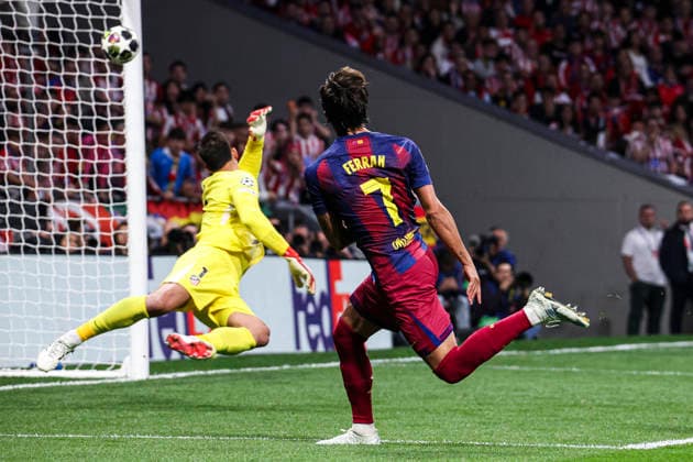 Atletico de Madrid vs FC Barcelona, on the 2025 26 UEFA Champions League Quarter Final Second Leg match UEFA champions league Atletico de Madrid vs FC Barcelona, MADRID, SPAIN, 14 April Ferran Torres celebrates his goal during the UEFA Champions League 2025 26 Quarter Final second Leg match between Atletico de Madrid and FC Barcelona at Riyadh Air Metropolitano Stadium Madrid Madrid Madrid Spain Copyright: xAlejandroxMatiasx