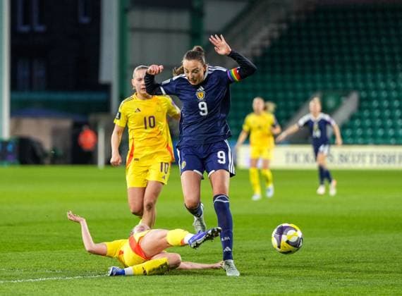 Scotland Women captain Caroline Weir tackled by Valesca Ampoorter of Belgium Women. Scotland Women v Belgium Women, FIFA 2027 Women s World Cup Qualifying, Football, Easter Road, Edinburgh, UK - 14 Apr 2026Edinburgh Easter Road United Kingdom EDITORIAL USE ONLY No use with unauthorised audio, video, data, fixture lists, club league logos or live services. Online in-match use limited to 120 images, no video emulation. No use in betting, games or single club league player publications. Copyright: xStuartxWallace Shutterstockx 16828526ae