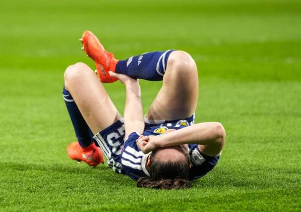 Emma Lawton of Scotland Women injury. Scotland Women v Belgium Women, FIFA 2027 Women s World Cup Qualifying, Football, Easter Road, Edinburgh, UK - 14 Apr 2026Edinburgh Easter Road United Kingdom EDITORIAL USE ONLY No use with unauthorised audio, video, data, fixture lists, club league logos or live services. Online in-match use limited to 120 images, no video emulation. No use in betting, games or single club league player publications. Copyright: xStuartxWallace Shutterstockx 16828526an