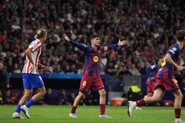 UEFA Champions League Quarter Finals Atletico Madrid v Barcelona Pedri of FC Barcelona, Barca during the UEFA Champions League Quarter Finals match Atletico Madrid vs Barcelona at Riyadh Air Metropolitano, Madrid, Spain on 14 April 2026 (Photo by Samuel Carreno News Images) Madrid Riyadh Air Metropolitano Madrid Spain Copyright: xSamuelxCarreno NewsxImagesx