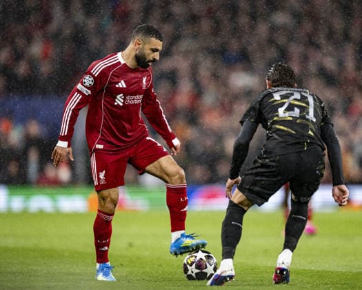 Liverpool v Paris Saint-Germain - UEFA Champions League 2025 26 LIVERPOOL, ENGLAND- APRIL 14: Mohamed Salah of Liverpool during a UEFA Champions League 2025 26 match between Liverpool and Paris Saint-Germain in Liverpool on April 14, 2026 (Photo by Will Palmer Sports Press Photo) LiverpoolUnited Kingdom  Copyright: xWillxPalmer SportsxPressxPhotox