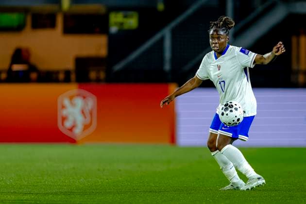 BREDA France player Sandy Baltimore during the European qualifying match between the Netherlands and France at Rat Verlegh Stadium on April 14 in Breda, the Netherlands Photo by DeFodi Images