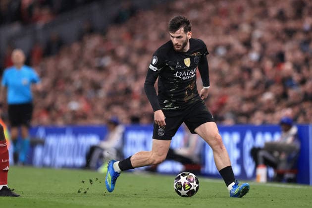 Liverpool gegen Paris Saint Germain 14. April 2026 UEFA Champions League Viertelfinale 2. Spiel Liverpool gegen Paris Saint Germain Khvicha Kvaratskhelia von Paris Saint Germain Foto Simon Stacpoole Abseits Liverpool UK  Copyright: xSimonxStacpoolexOffside