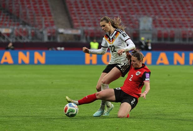 14 04 2026 Soccer womens soccer international World Cup qualifier qualifier qualifier for the 2027 World Cup Germany gg Austria Sportfoto Zink DaMa xdaxmax Jule Brand 22, Germany Chiara Anna D Angelo D Angelo 2, Austria