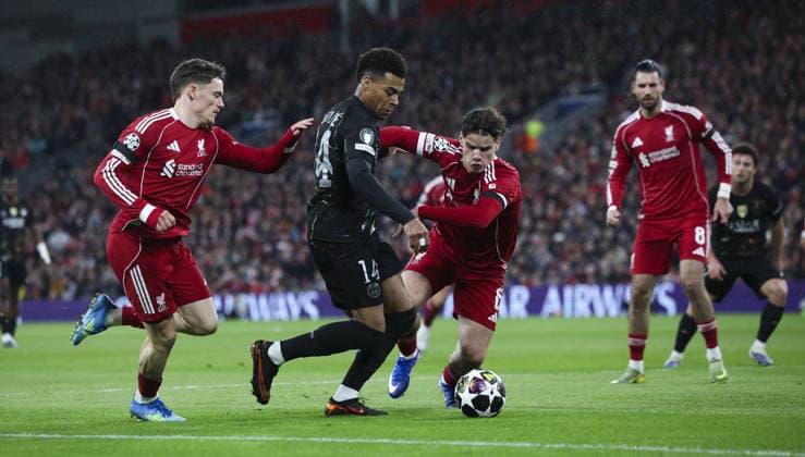 Liverpool v PSG, UEFA Champions League, Quater Final, 2nd Leg 14.04.26 Liverpool v PSG, UEFA Champions League, Quater Final, 2nd Leg Bradley Ormesher The Times Florian Wirtz of Liverpool and Desire Doue of PSG  Copyright: xBradleyxOrmesherx NINTCHDBPICT001073556296