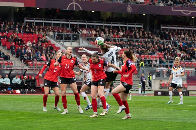 NUREMBERG, GERMANY - APRIL 14: Rebecca Knaak (4 Germany) during the FIFA Women s World Cup Qualification match between Germany and Austria at Max-Morlock-Stadion on April 14, 2026 in Nuremberg, Germany. (Photo by Qianru Zhang Press Photo) Copyright: xQianruxZhang SPPx Sportspressphoto_SPR129500