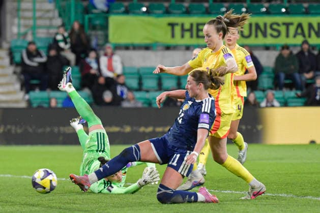 Scotland Women v Belgium Women FIFA Women s World Cup 2027 Qualifier Kathleen McGovern of Scotland Women scores her sides first goal of the match during the FIFA Women s World Cup 2027 Qualifier Group H match at Easter Road, Edinburgh 14 04 2026 UK Newspapers OUT Copyright: xJamiexJohnstonx FIL-23286-0123