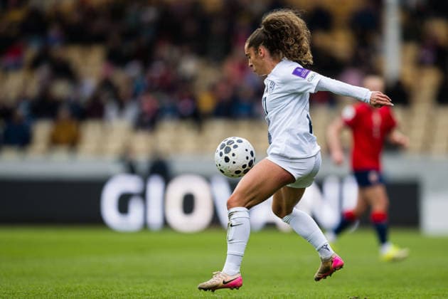 260414 Izabela KriÅ¾aj of Slovenia during the FIFA Women s World Cup Qualifier football match between Norway and Slovenia on April 14, 2026 in Lillestrom Photo Marius Simensen BILDBYRAN COP 238 VG0919 bbeng dam fifa world cup qualifiers football fotball fotball landskamp norge norway slovenia slovenien soccer vm kvalik vm kvalifisering kvinner  Copyright: MARIUSxSIMENSEN BB260414ZM006