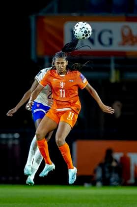 BREDA Netherlands player Esmee Brugts during the European qualifying match between the Netherlands and France at Rat Verlegh Stadium on April 14 in Breda, the Netherlands Photo by DeFodi Images