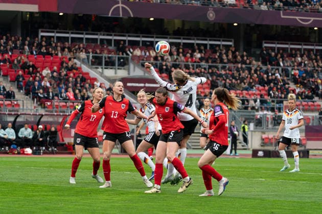 NUREMBERG, GERMANY - APRIL 14: Rebecca Knaak (4 Germany) during the FIFA Women s World Cup Qualification match between Germany and Austria at Max-Morlock-Stadion on April 14, 2026 in Nuremberg, Germany. (Photo by Qianru Zhang Press Photo) Copyright: xQianruxZhang SPPx Sportspressphoto_SPR129682
