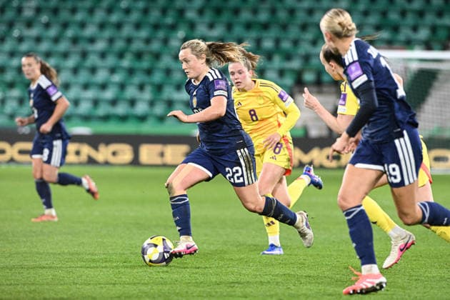 Scotland Women v Belgium Women FIFA Women s World Cup 2027 Qualifier Erin Cuthbert of Scotland Women dribbles the ball during the FIFA Women s World Cup 2027 Qualifier Group H match at Easter Road, Edinburgh 14 04 2026 UK Newspapers OUT Copyright: xJamiexJohnstonx FIL-23286-0181