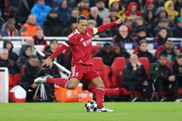 Liverpool, England, 14th April 2026. Virgil van Dijk of Liverpool during the Liverpool vs Paris Saint Germain UEFA Champions League quarter final 2nd leg match at Anfield, Liverpool. Picture credit should read: Jessica Hornby Sportimage EDITORIAL USE ONLY. No use with unauthorised audio, video, data, fixture lists, club league logos or live services. Online in-match use limited to 120 images, no video emulation. No use in betting, games or single club league player publications. SPI_124_JH_LIVERPOOL_PSG SPI-4687-0124